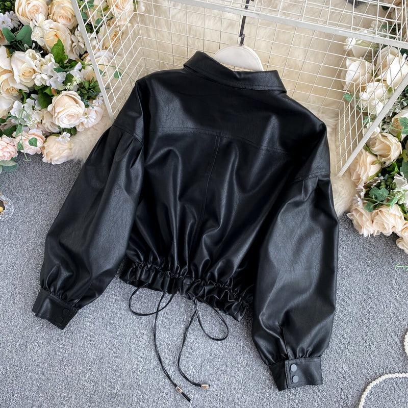 Veste courte noire à manches longues pour motard 245