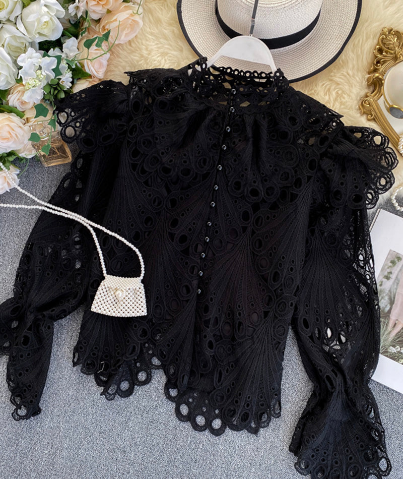 Hohle Retro-Spitzentops 374