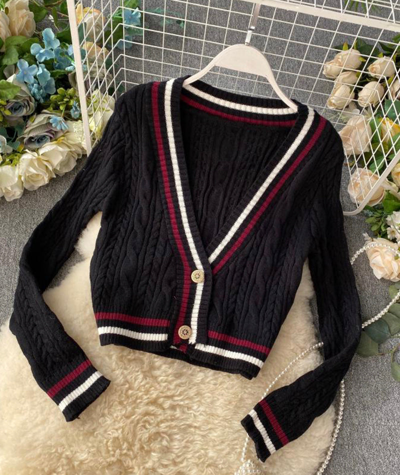 New style v neckline loose sweater long sleeve sweater sweater coat spring and autumn clothing 158