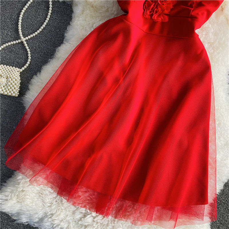 V-neck suspender with open back and big swing sexy skirt 2771