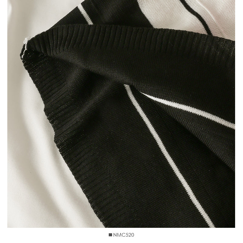 Contrast stitched striped bow Crew Neck Long Sleeve T-Shirt 2062