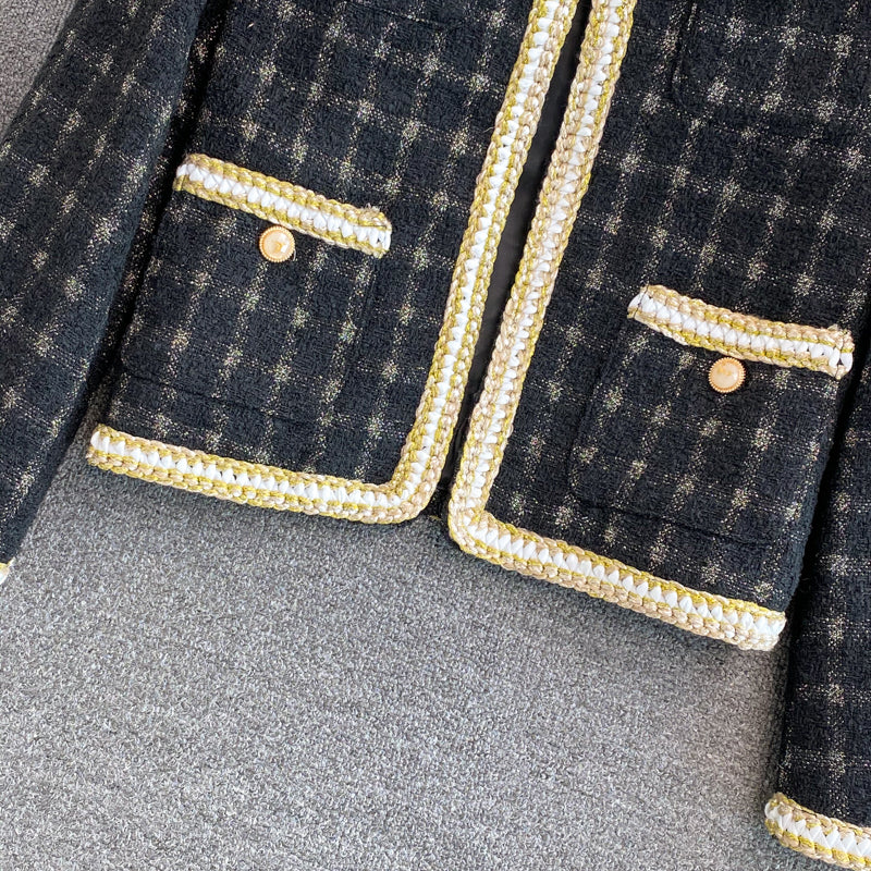 High end light luxury small fragrance celebrity tweed coat female 1660