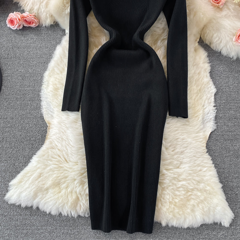 Small fragrance knitted dress French Retro 3074