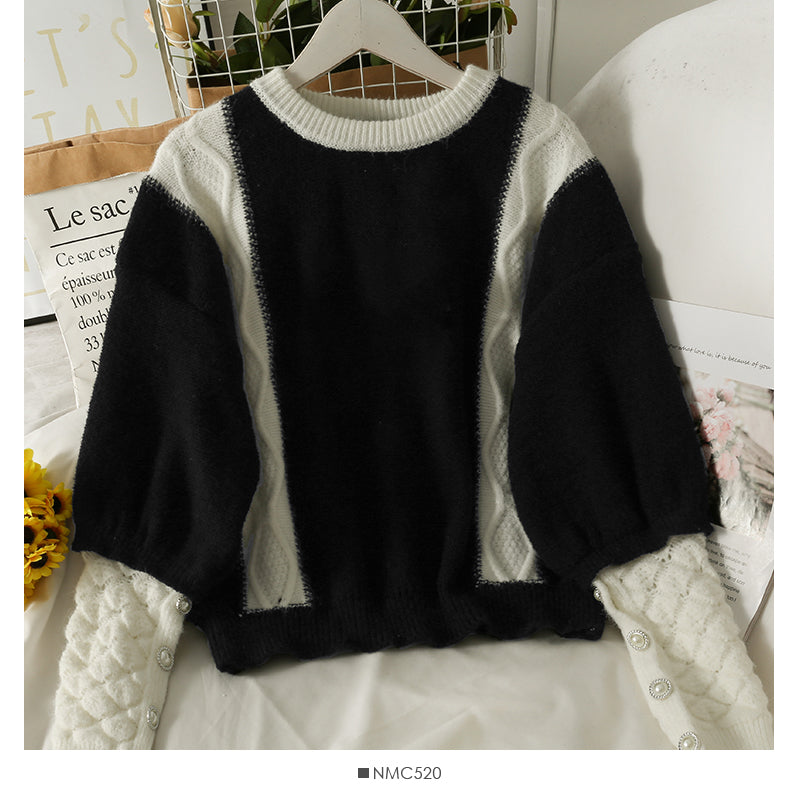 Herbst dreidimensionale Blume Langarm Pullover Rundhals Pullover weiblich 2077