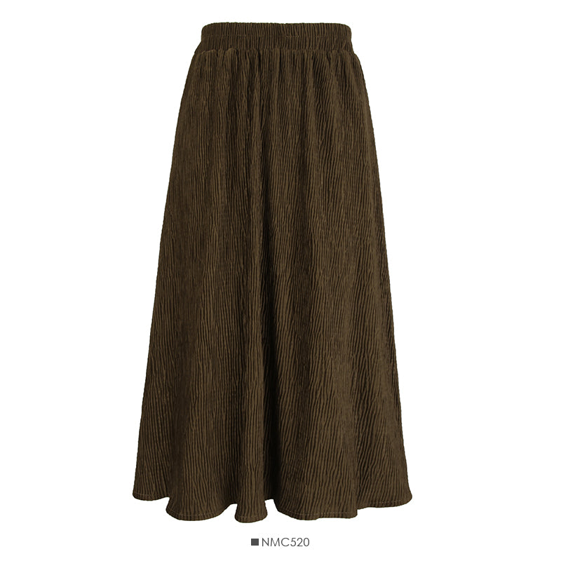 Hong Kong style retro simple versatile elastic waist thin skirt 2552