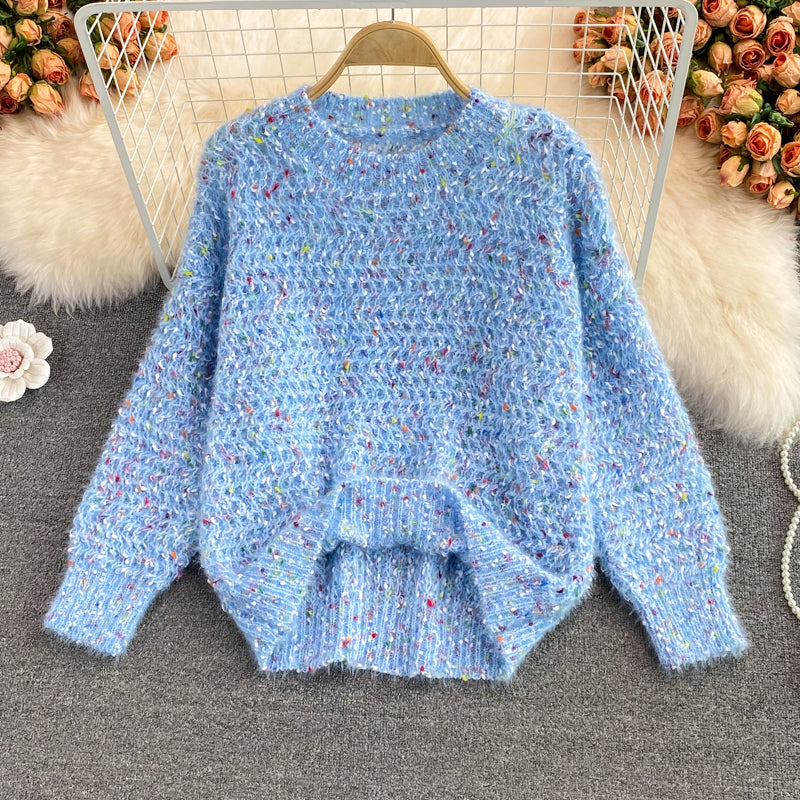 Cute round neck long sleeve sweater 1475