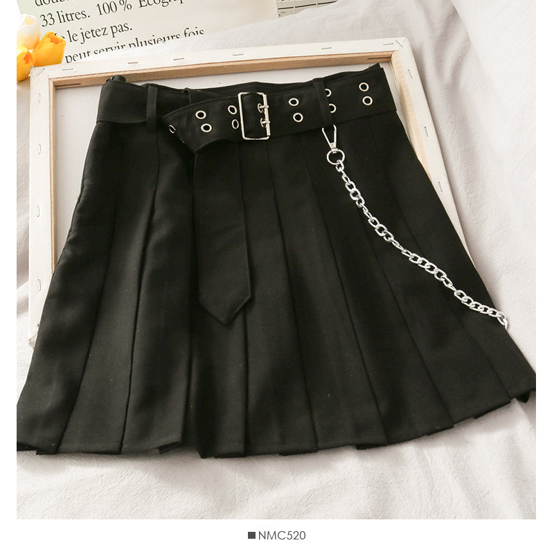 High waist slim chain decoration short skirt women 2491