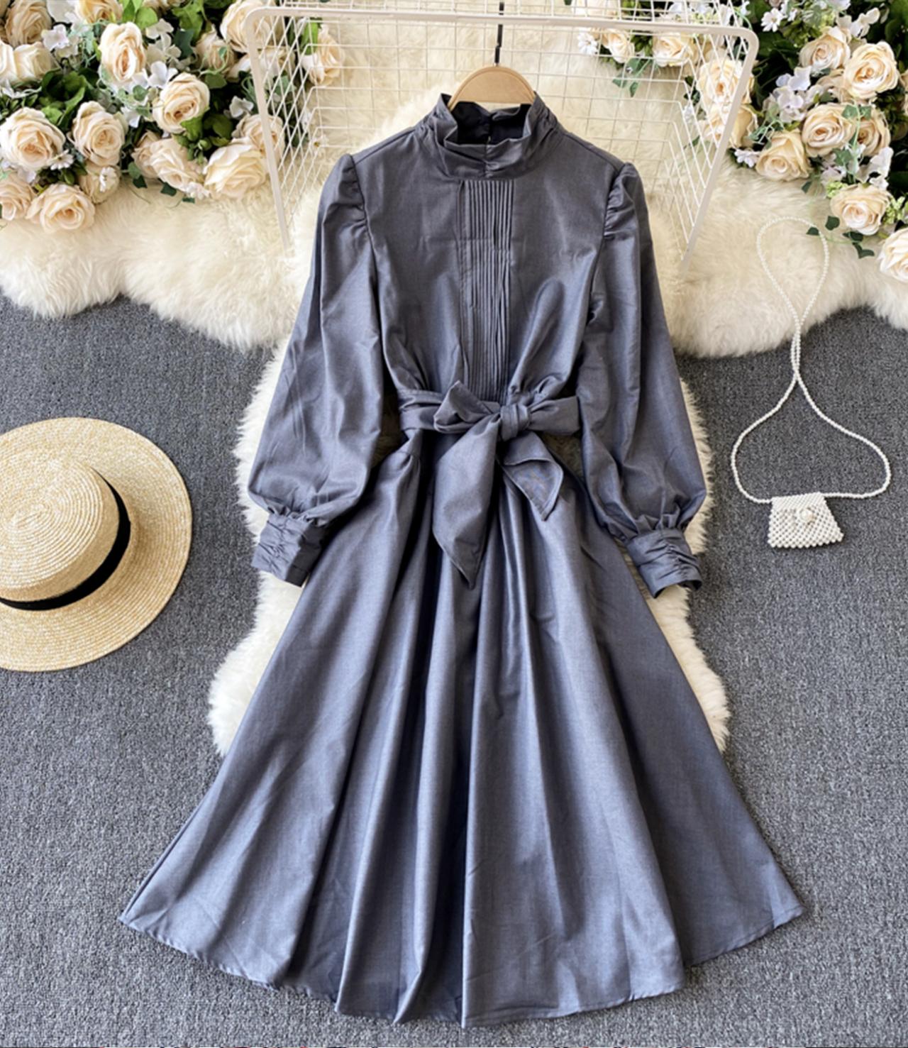 Elegant A line long sleeve dress 1309