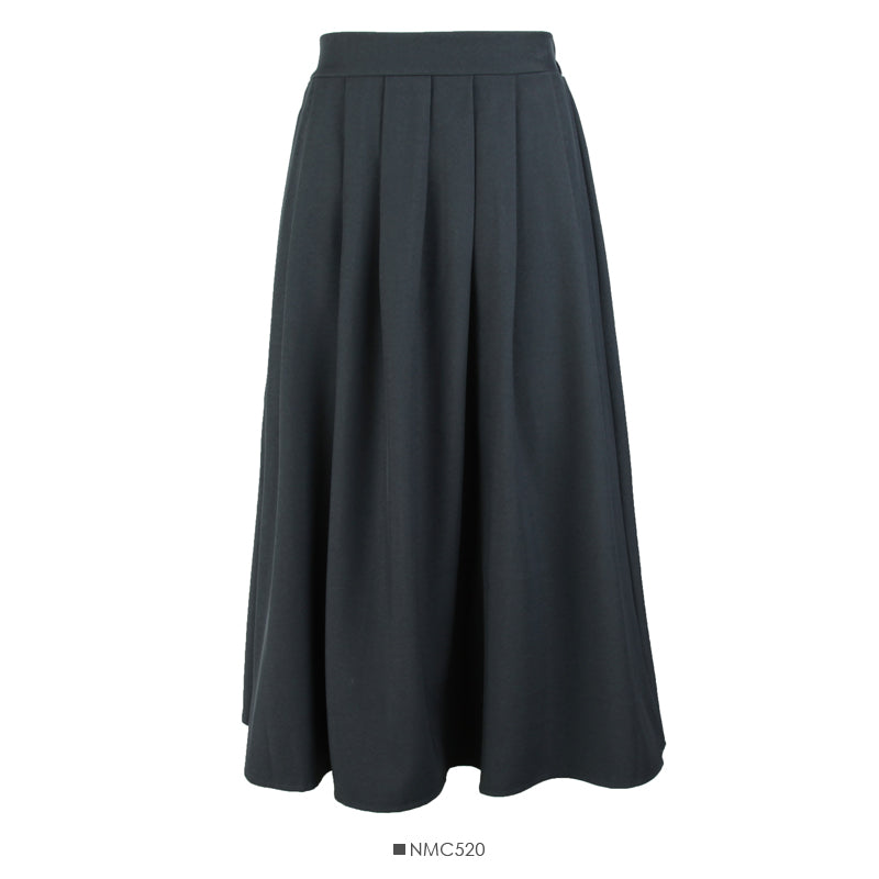 Retro pleated high waist thin mid length skirt for women 2541