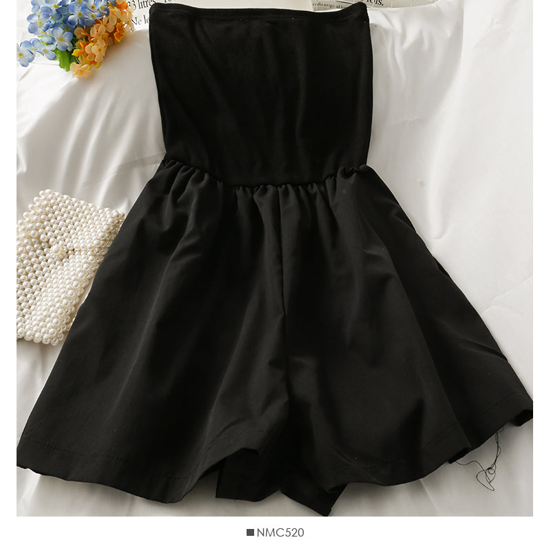 French waist closing slim Strapless conjoined shorts for women 2685