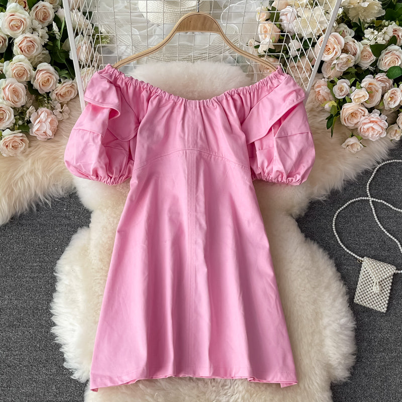 Ruffle bubble sleeve stem orange first love skirt Mori short skirt 3343