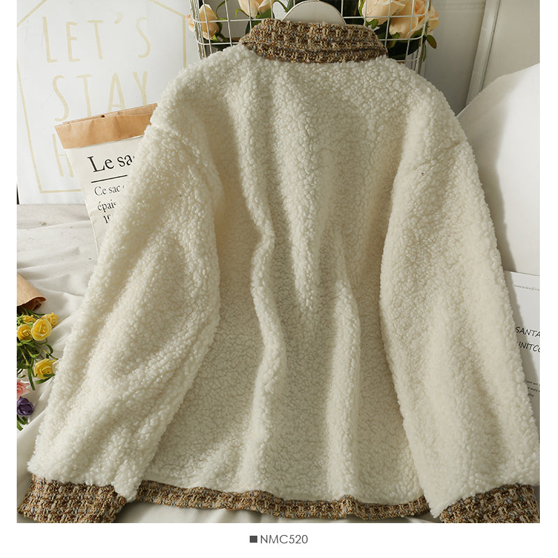 Bright silk tweed single breasted loose and thin coat 2125