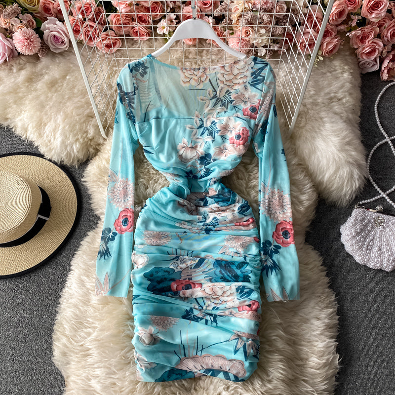 Pleated tight slim bottomed Hip Wrap Skirt 3030