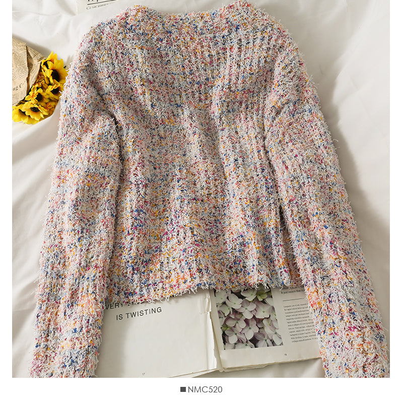 Elegant wool tassel long sleeve loose thin sweater 2036