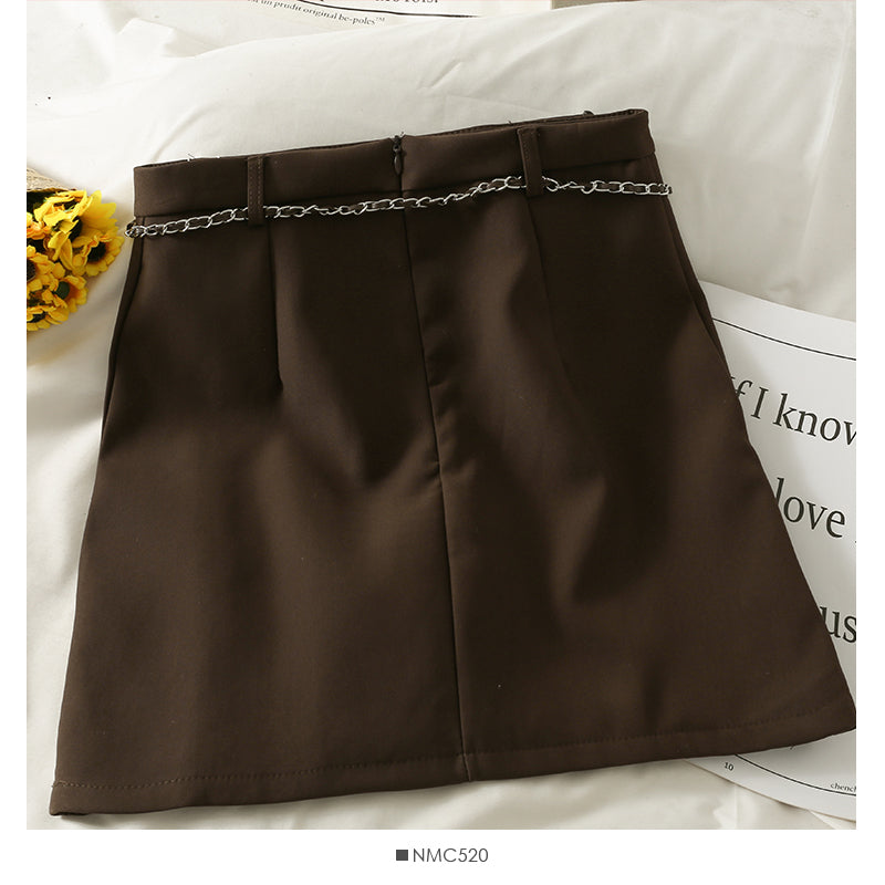 Hong Kong style retro high waist pleated A-line skirt 2531