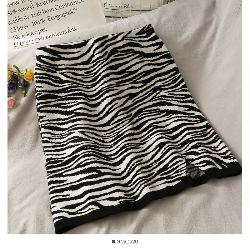 Korean retro zebra short slim wrap hip skirt 2661