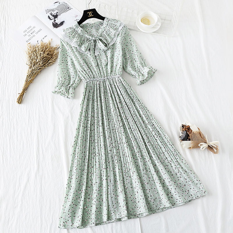 Vintage Floral Chiffon Dress 2193