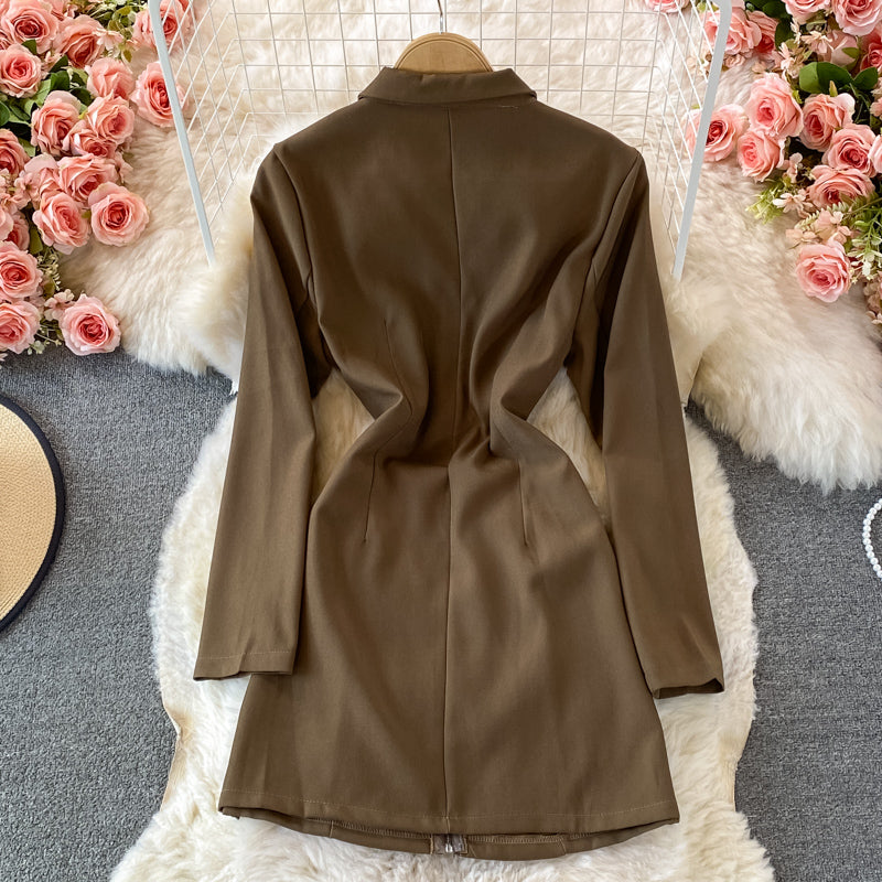 Celebrity temperament suit skirt slim and slim zipper design 2921