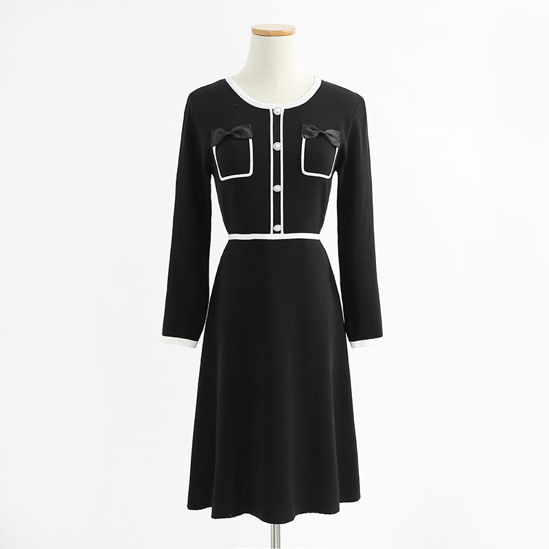 Knitted dress temperament small fragrance skirt thin bottomed skirt 2265