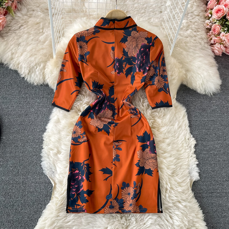 Retro celebrity temperament slim cut Hip Wrap Dress 3324