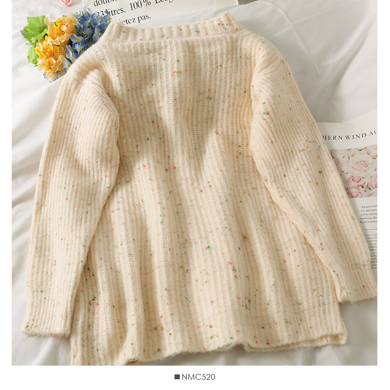 Korean retro medium length single breasted long sleeved sweater 1867