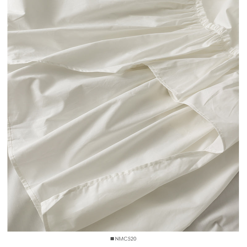French irregular auricle edge stitching medium length A-line skirt 2590