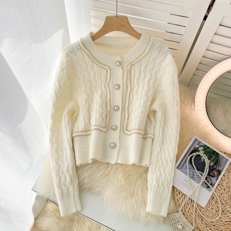 Neuer Stil, kleiner süßer Prominenter Wind, Temperament, schmaler kurzer Twist-Pullover, Mantel-Cardigan 1450