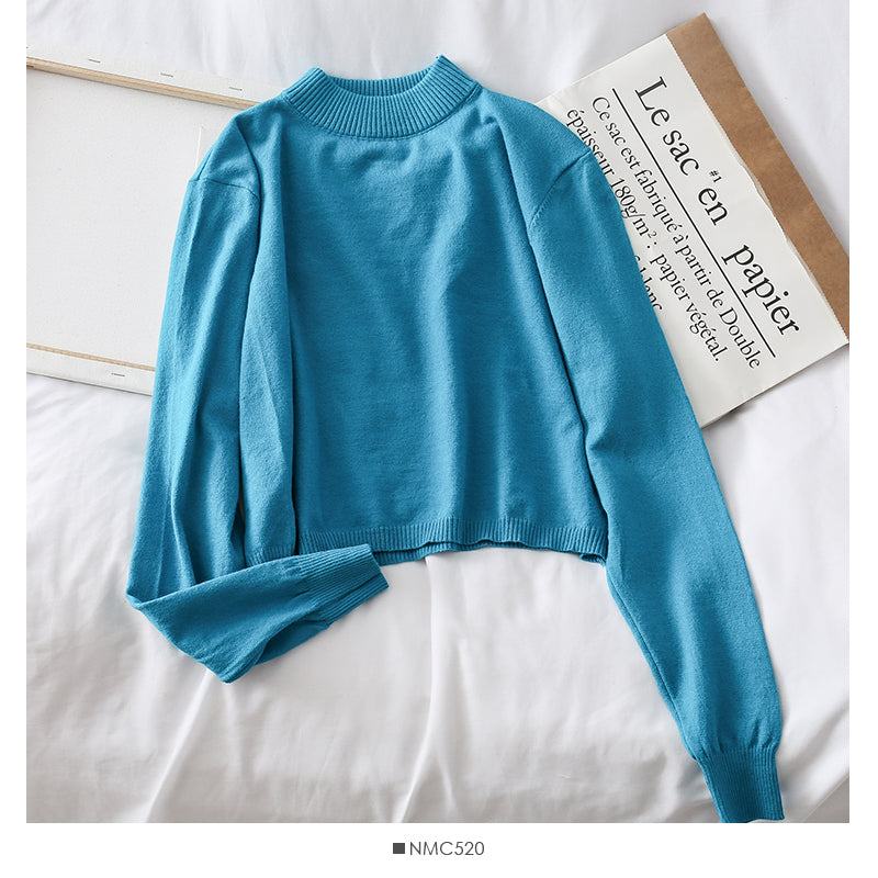Pullover mit Rundhalsausschnitt in Bonbonfarbe, einfarbig, vielseitig 1761