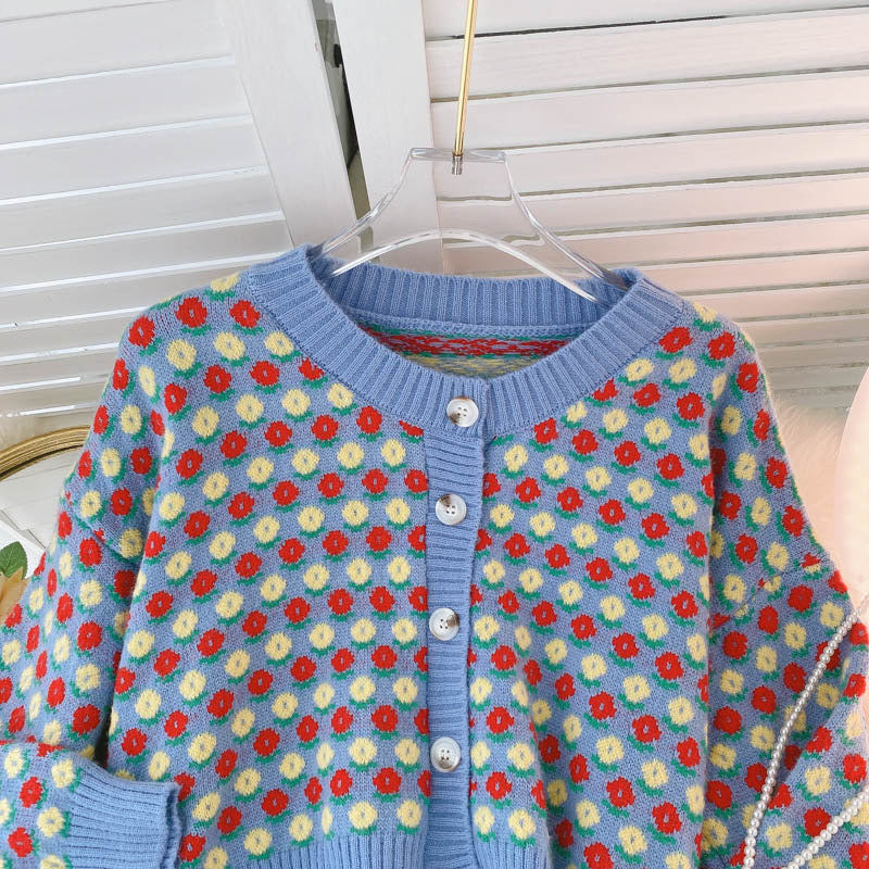 Preppy style, versatile short sweater jacket, cardigan knit top 1452