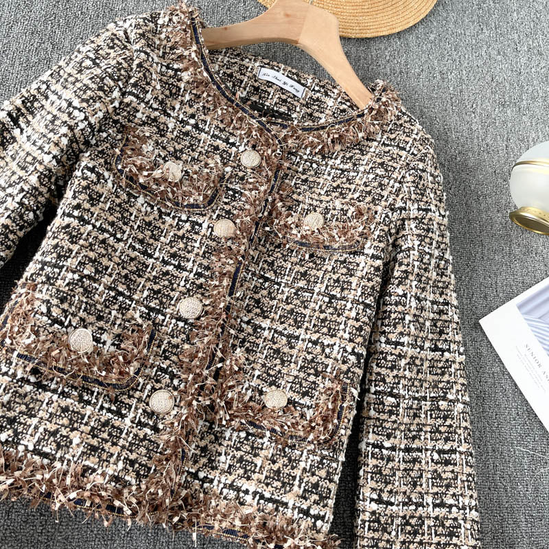 New Vintage coarse knit short coat fashion 1522