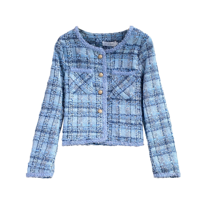 Autumn and winter French celebrity small fragrant wind tweed coat female 1649