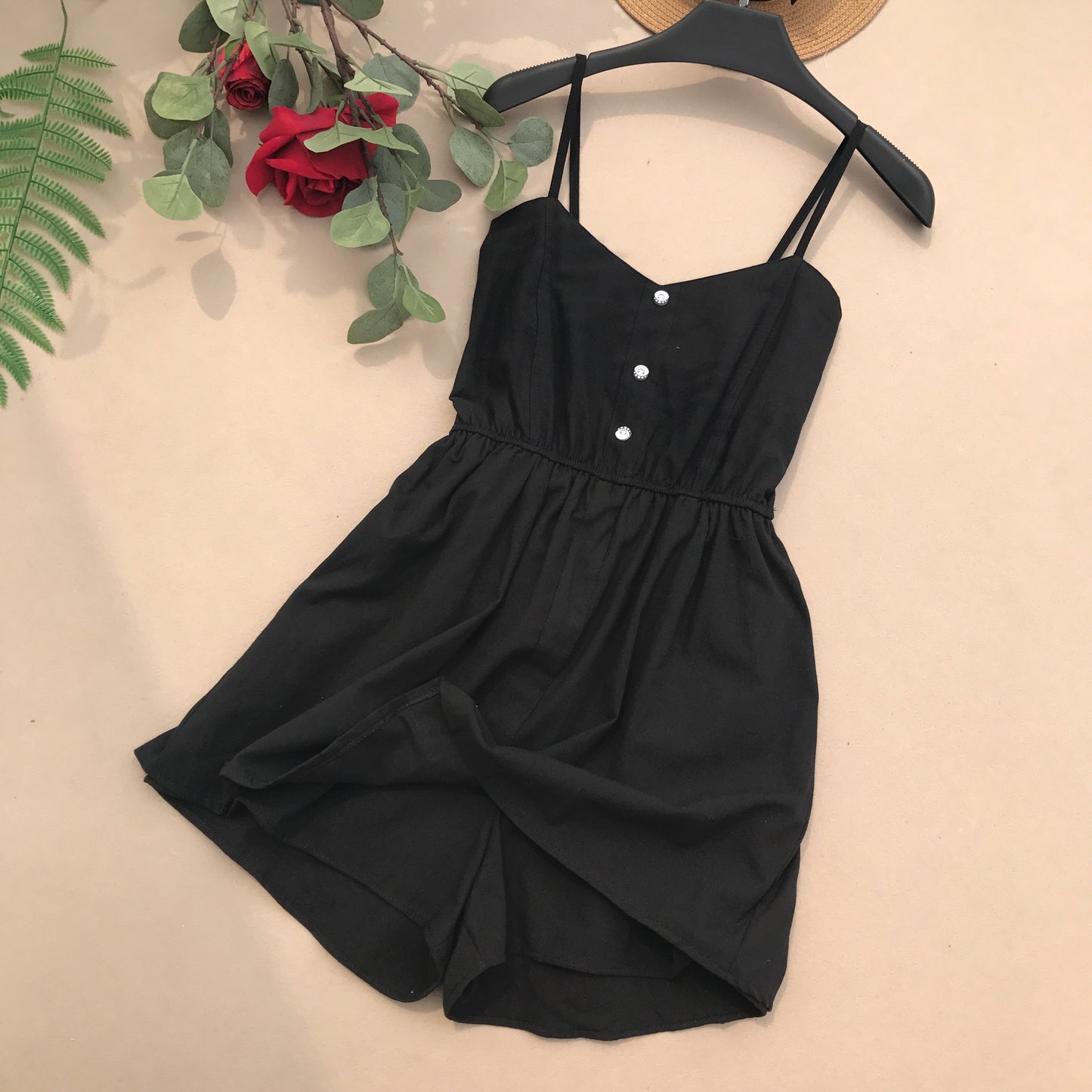 High waist elastic suspender Jumpsuit women's shorts skirt pants 2872