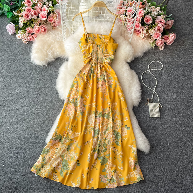 Seaside holiday French long suspender dress 3201