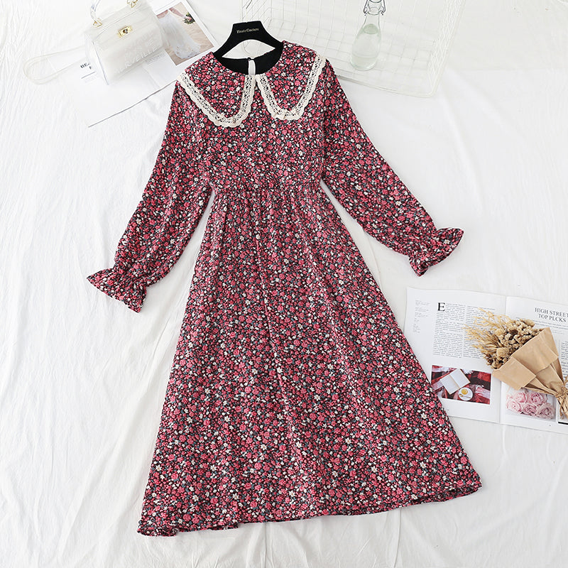 Doll neckline cut-out age reducing thin bottomed skirt 2408
