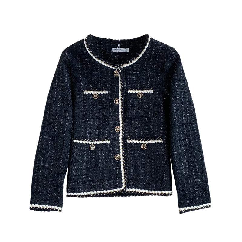 Lady xiaoxiangfeng tweed knitted coat 1668
