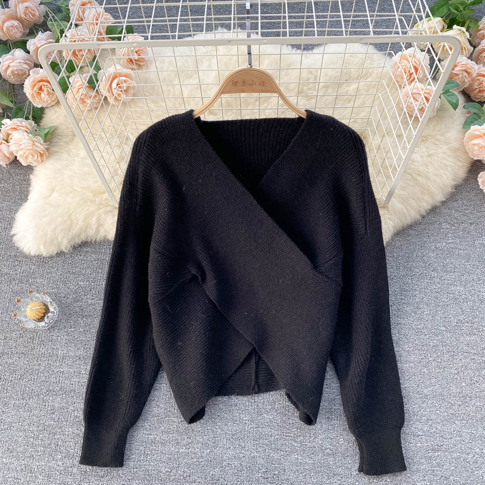Sweet temperament V-Neck Sweater women's Pullover fashion sweater 1625