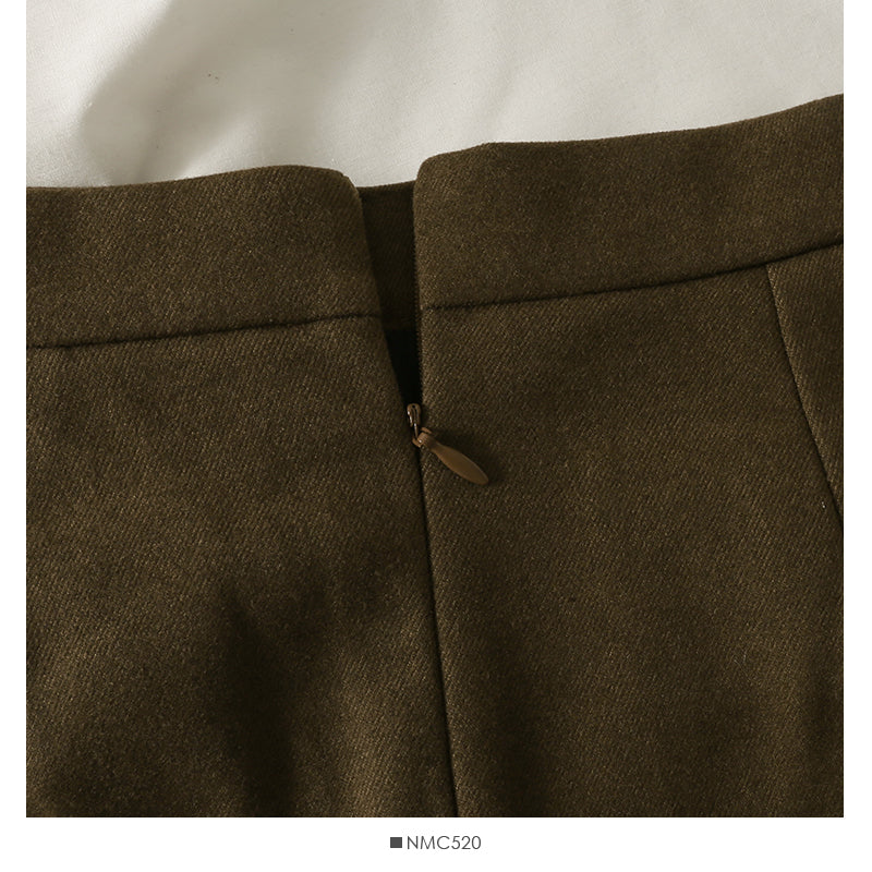 Simple and versatile open line high waist slim A-line skirt 2605
