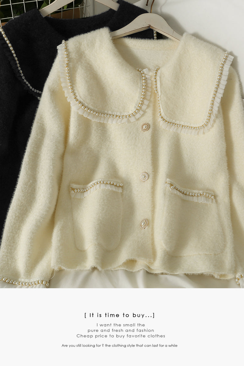Weicher, lockerer Mantel, femininer, vielseitiger, langärmliger Pullover 1798