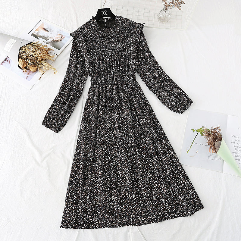 French retro skirt, light mature style, foreign style, floral long skirt 2389