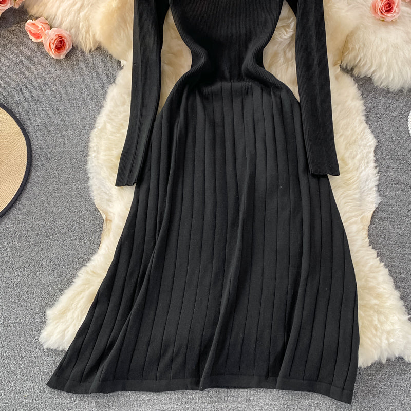 Temperamentvolles Damenkleid mit schmaler Taille und elastischem Faltenkleid 2907
