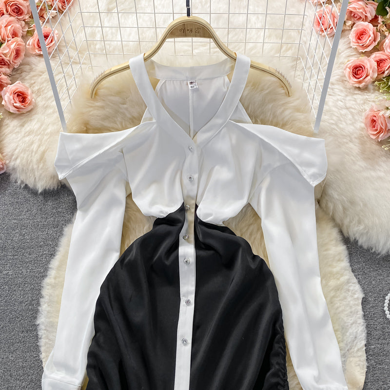 Feminine one shoulder celebrity hip skirt 2922