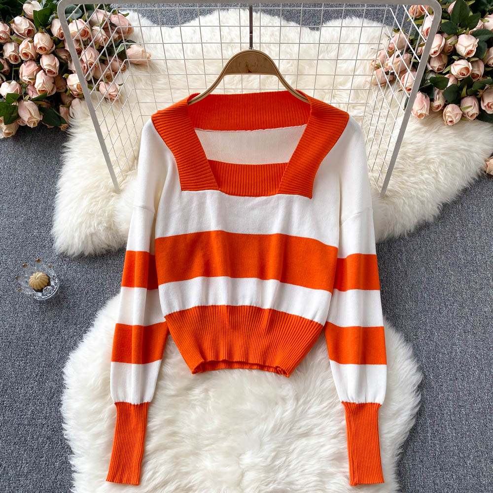 Langärmliger Pullover mit Retro-Streifen im Hongkong-Stil Pullover Sweater 1627