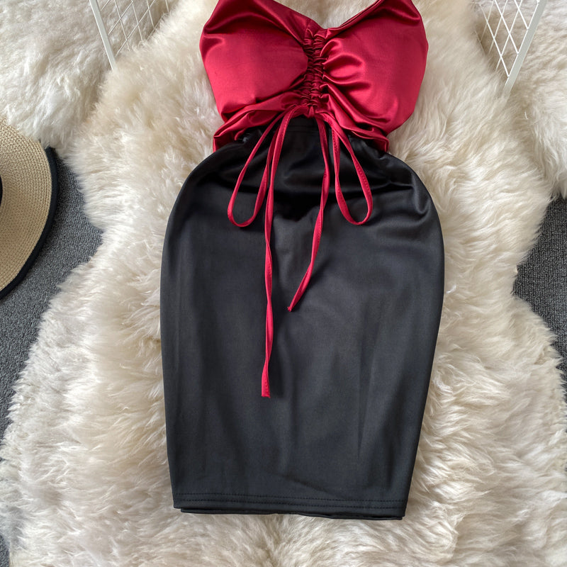 Low cut slim suspender skirt fashion Hip Wrap Skirt 2944