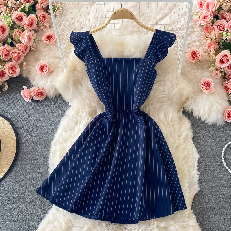 Backless striped strapless dress 2790