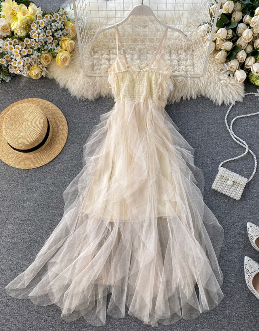 Robe d'été en tulle à paillettes champagne 1120