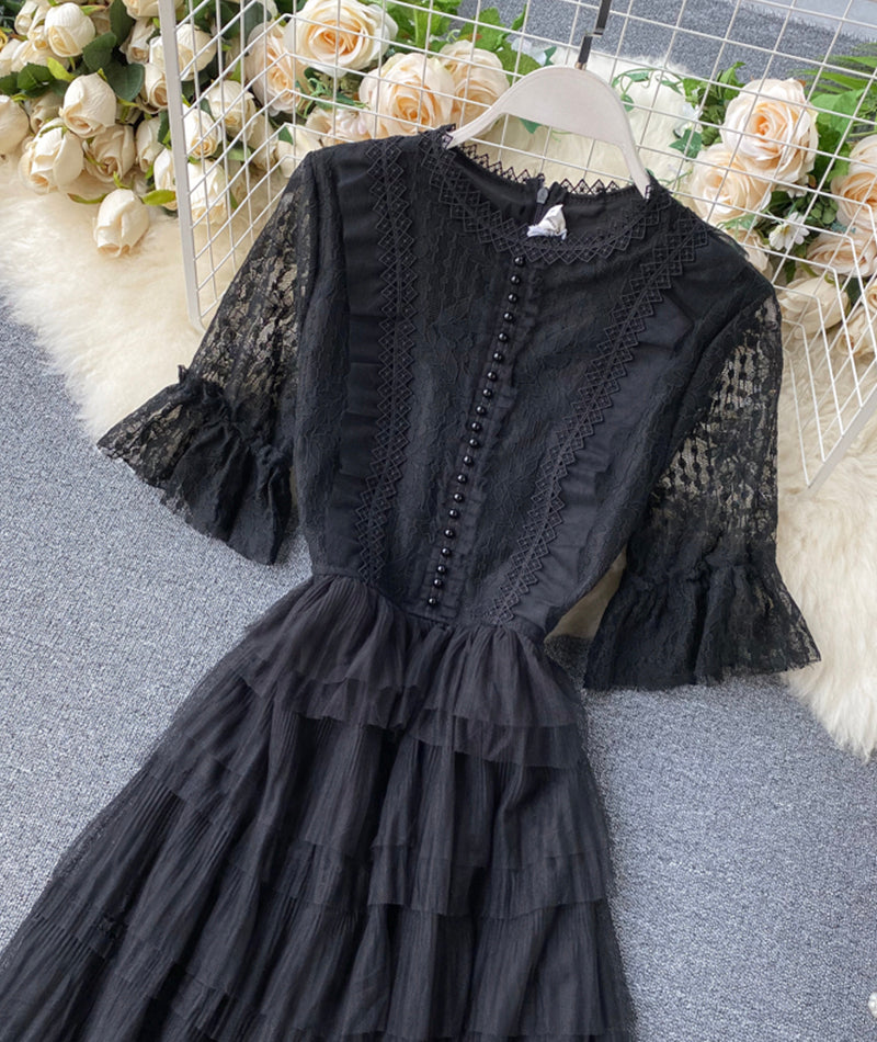 Niedliche Tüllspitze A-Linie Kleid Mode Mädchenkleid 1061
