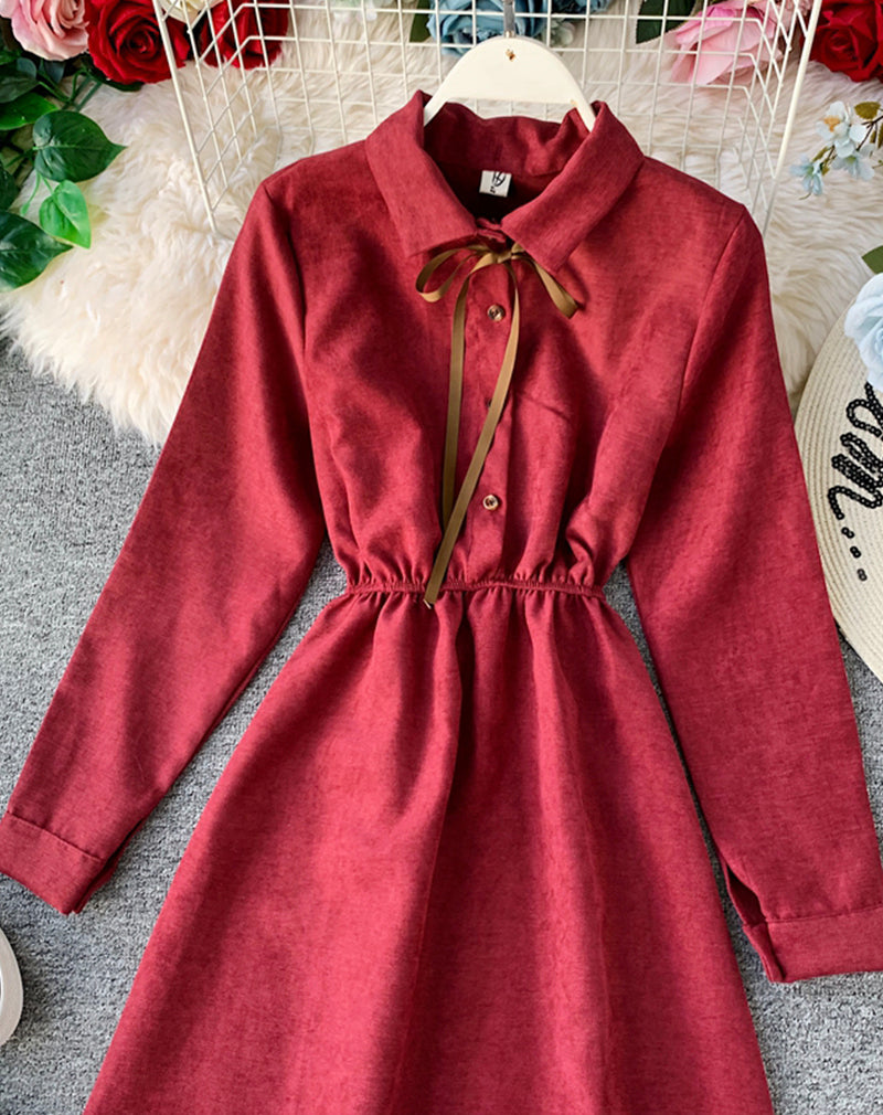 Cute A line long sleeve dress autumn clothing 1069