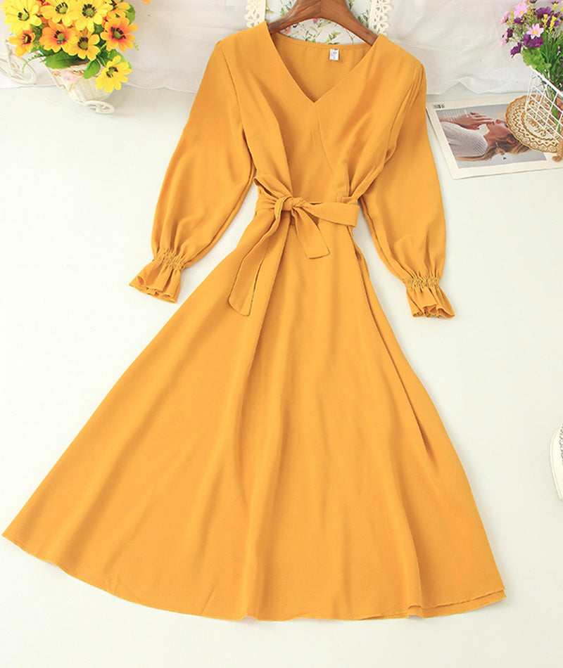 A line v neck chiffon short dress fashion dress 1006