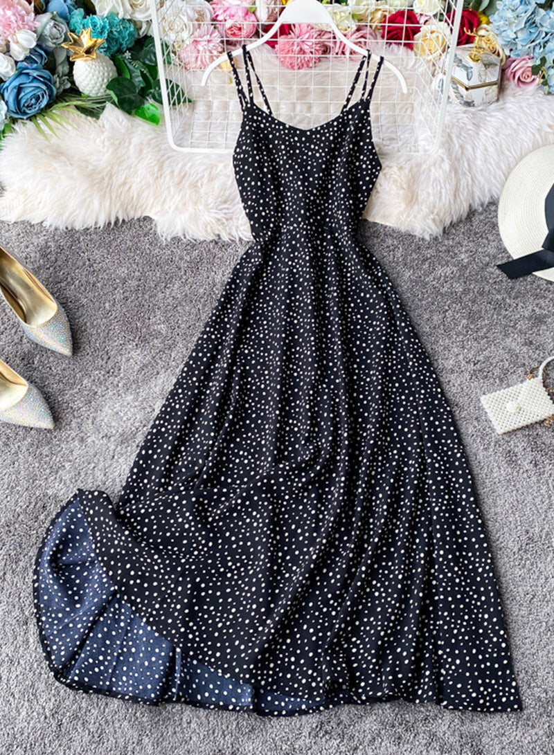 Cute A line polka dot dress summer dress 1105