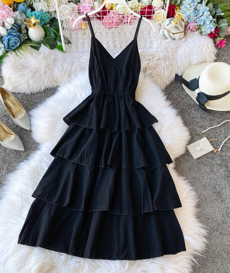 A line v neck backless dress women's dress 1058